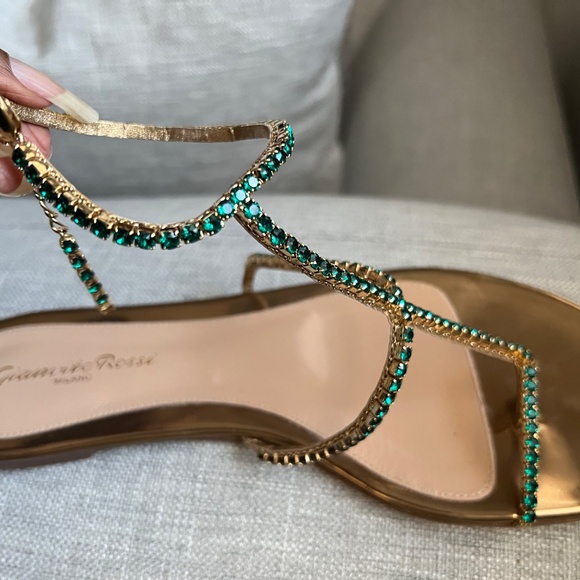 Gianvito Rossi Emerald Gemstone Strappy  Sandal - Picture 3 of 8